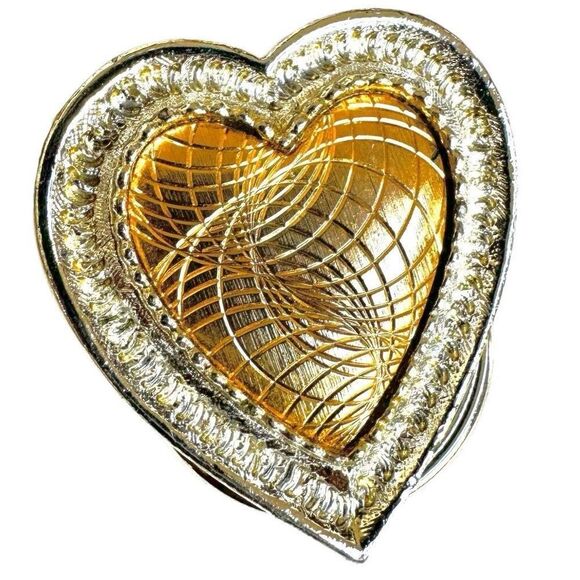 Vintage Two Tone heart Scarf Clip - Picture 5 of 6